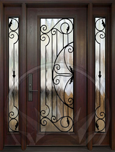 Melbourne door with wrought iron inserts