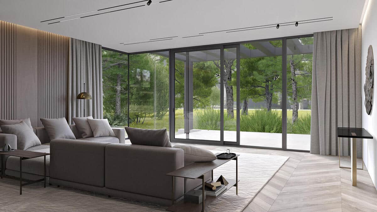 Large sliding glass doors