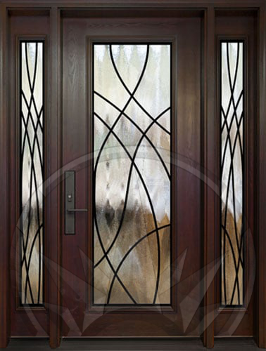 London door with wrought iron inserts